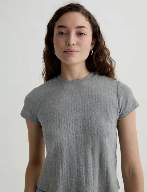 AG Jeans Sadie Pointelle Tee, Heather Grey