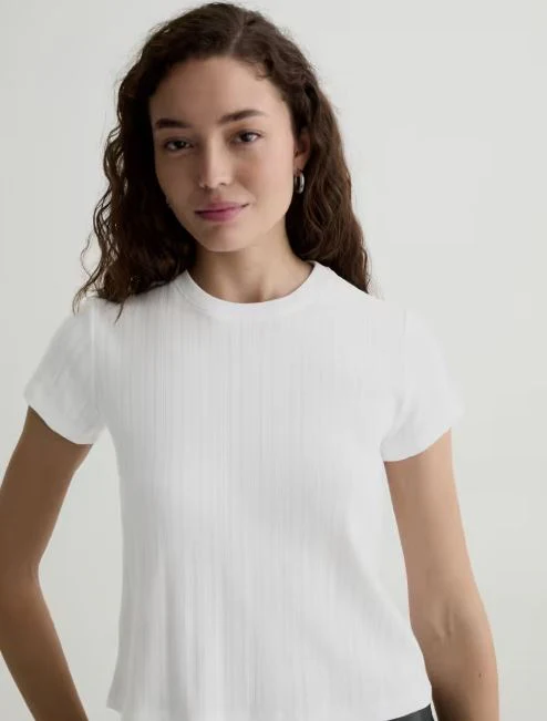 AG Jeans Sadie Pointelle Tee, Powder