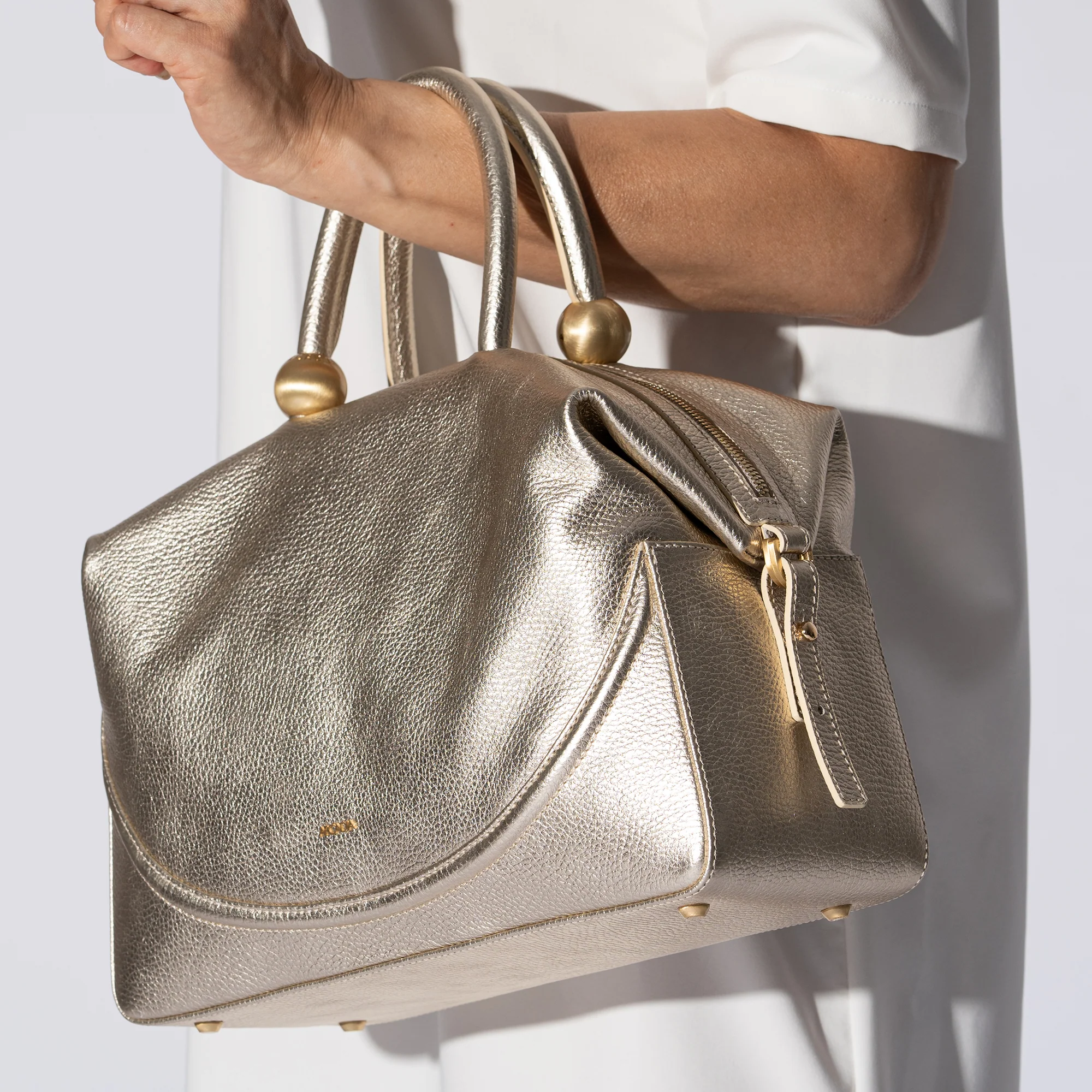 Arcadia Dione Large Top Handle Bag, Metallic Gold - Final Sale - Image 5
