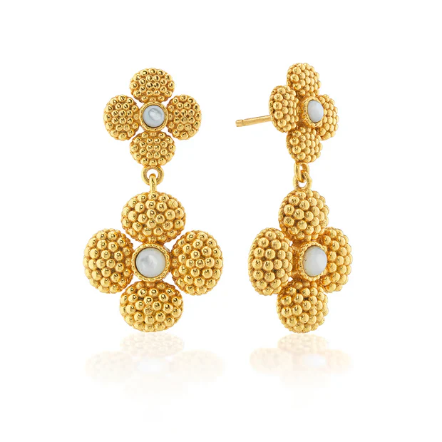 Capucine De Wulf Berry Clover Convertible Duo Earrings, Mother of Pearl