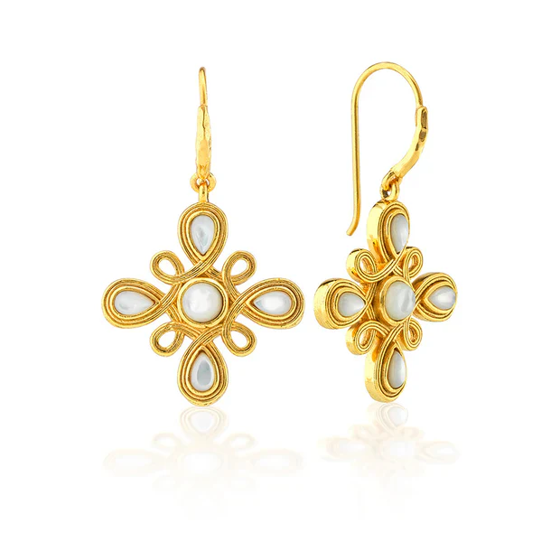 Capucine De Wulf Monique Gem Dangle Earrings, Mother of Pearl