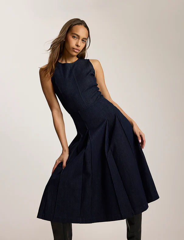 Commando Do It All Denim Pleated Midi Skirt