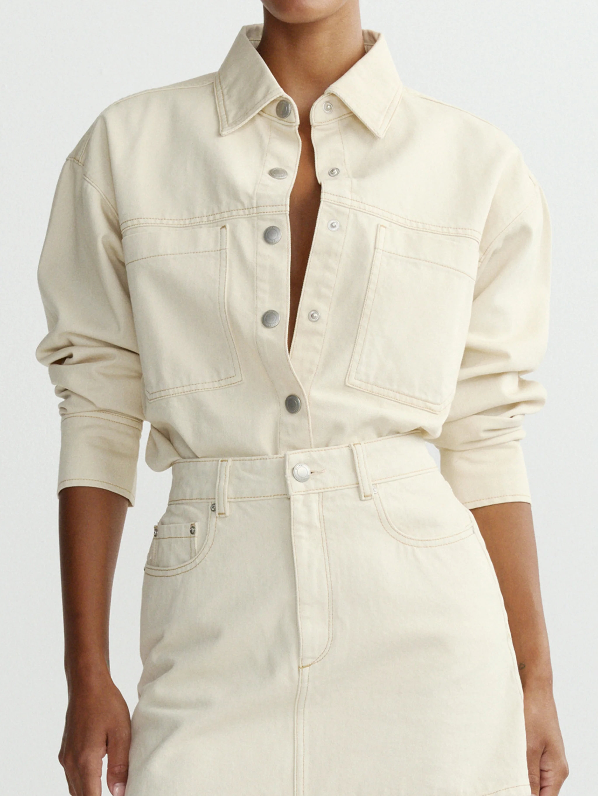 DL1961 Addison Overshirt, Ecru