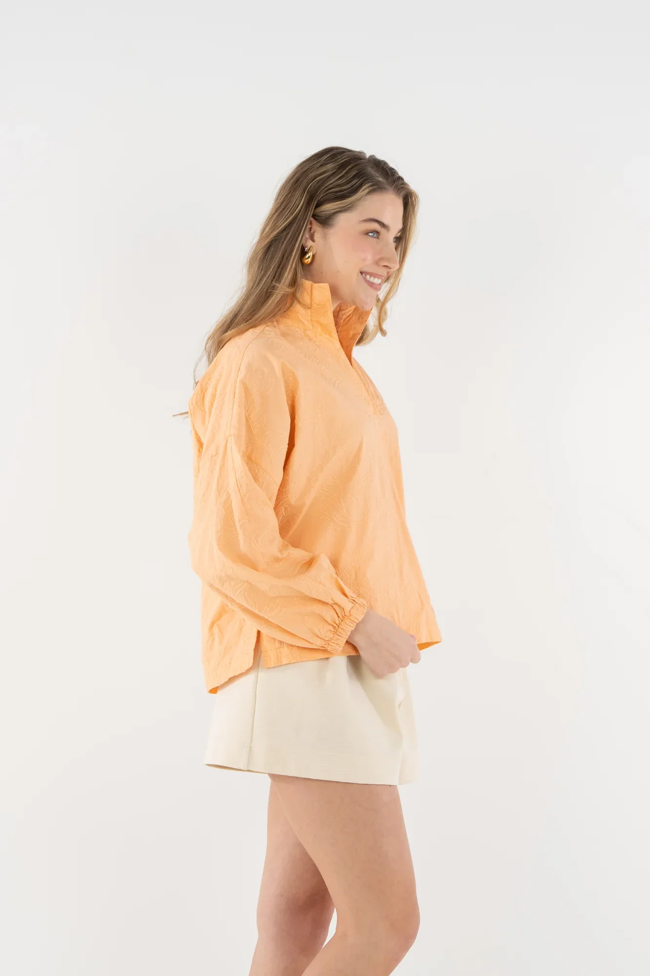 Emily McCarthy Long Sleeve Poppy Top, Peach Chai - Image 3