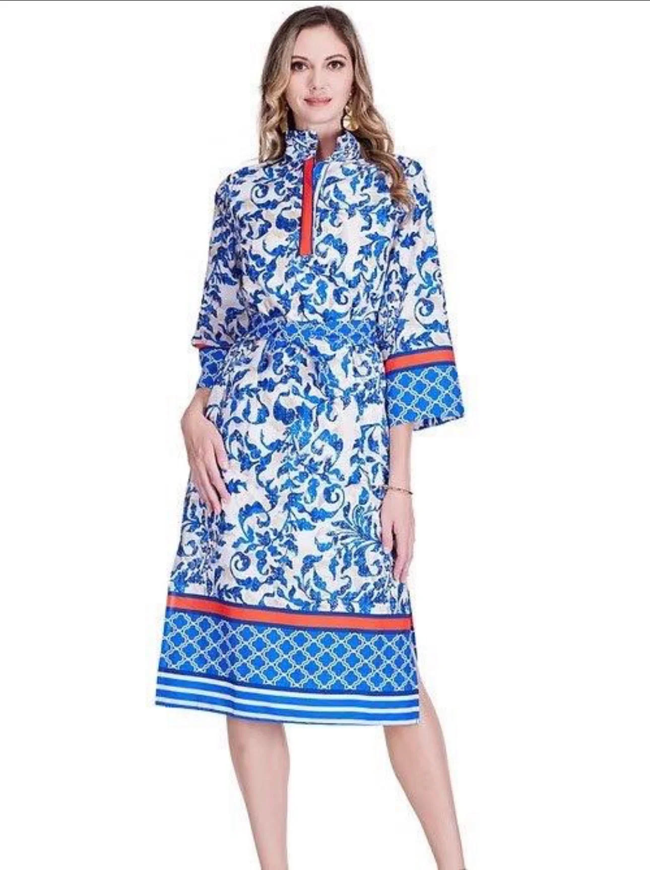 Jade Band Collar Midi Dress