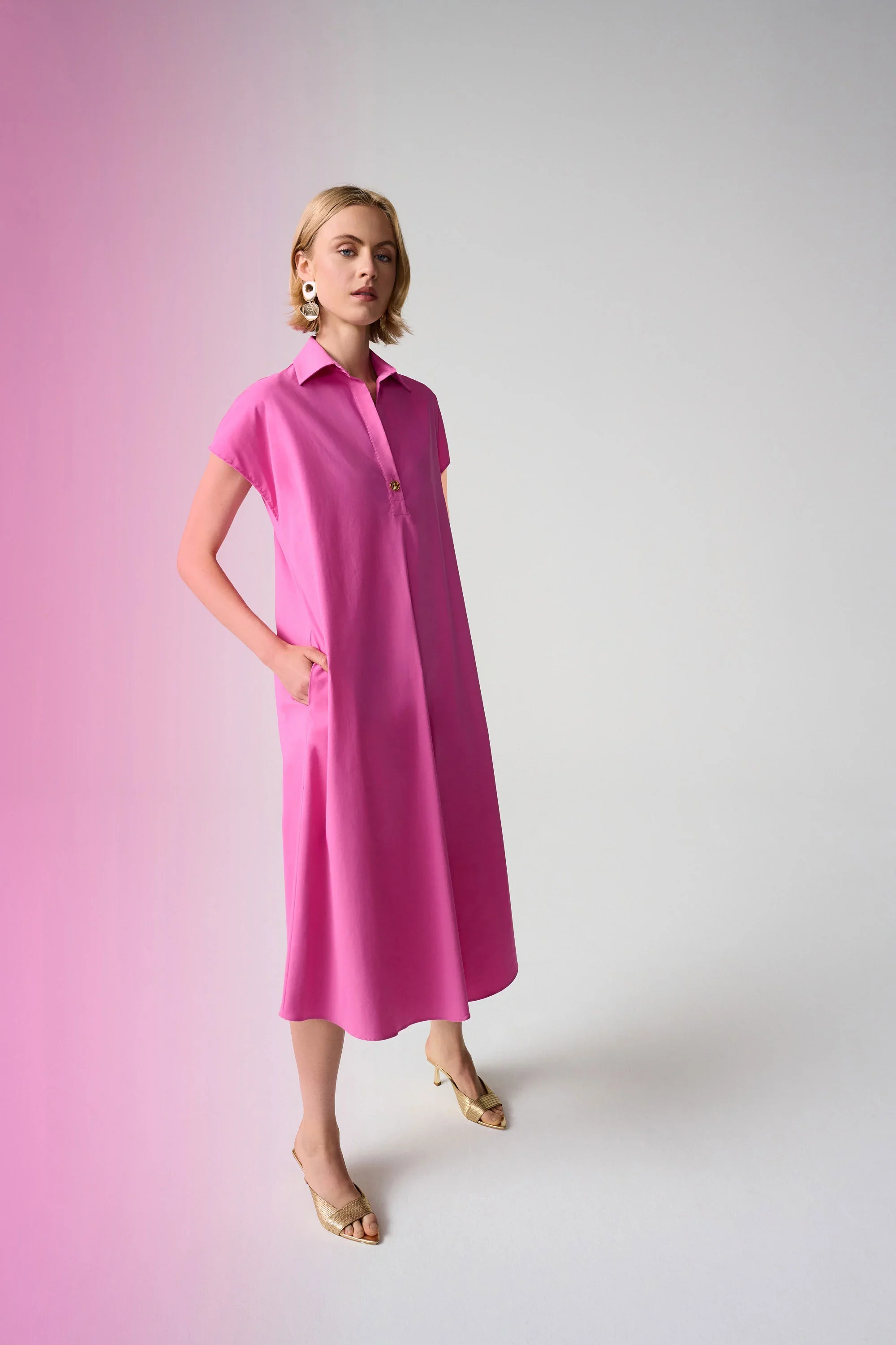 Joseph Ribkoff Stretch Poplin Trapeze Shirt Dress
