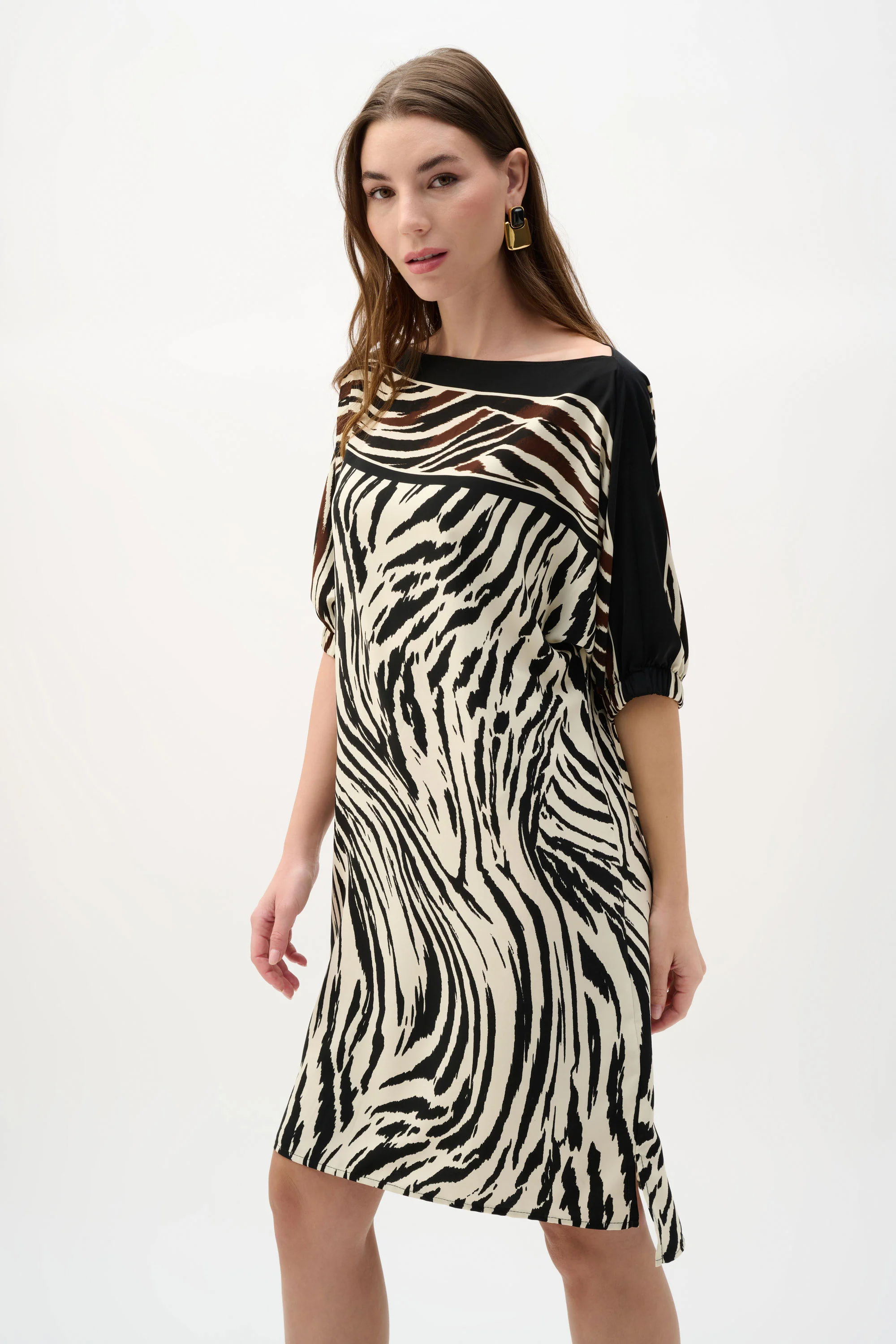Joseph Ribkoff Woven Animal Print Straight Dress