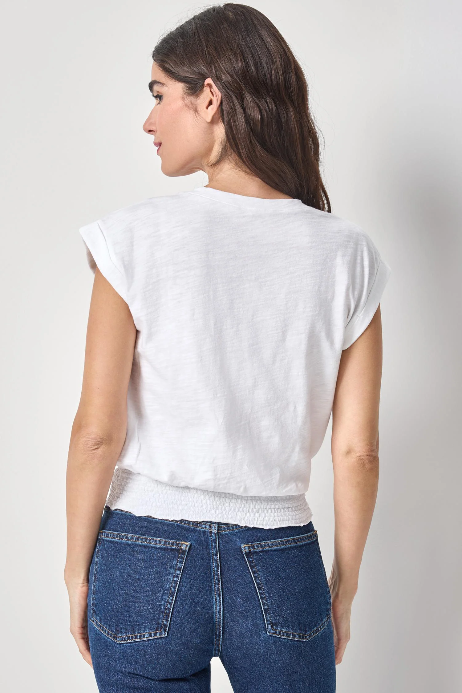 Lilla P Smocked Hem V-Neck - Image 2