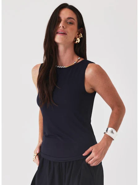 Majestic Filatures Jersey Stretch Crewneck Tank, Noir