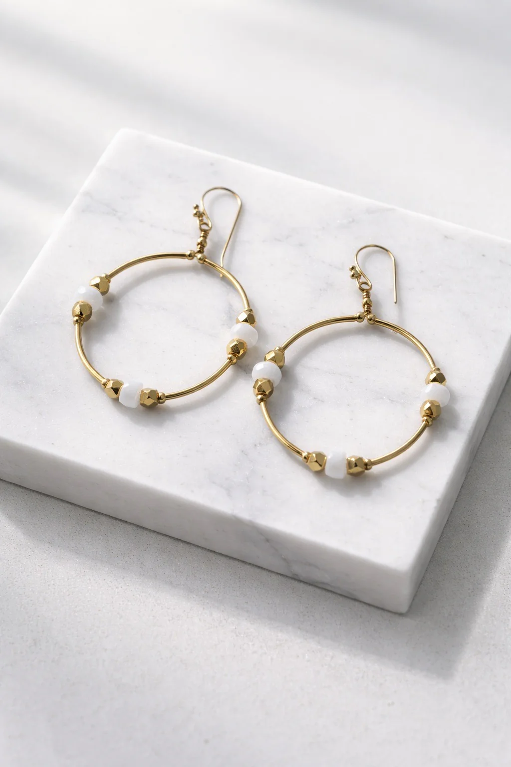 Robindira Unsworth Milky Moonstone Hoop Earrings