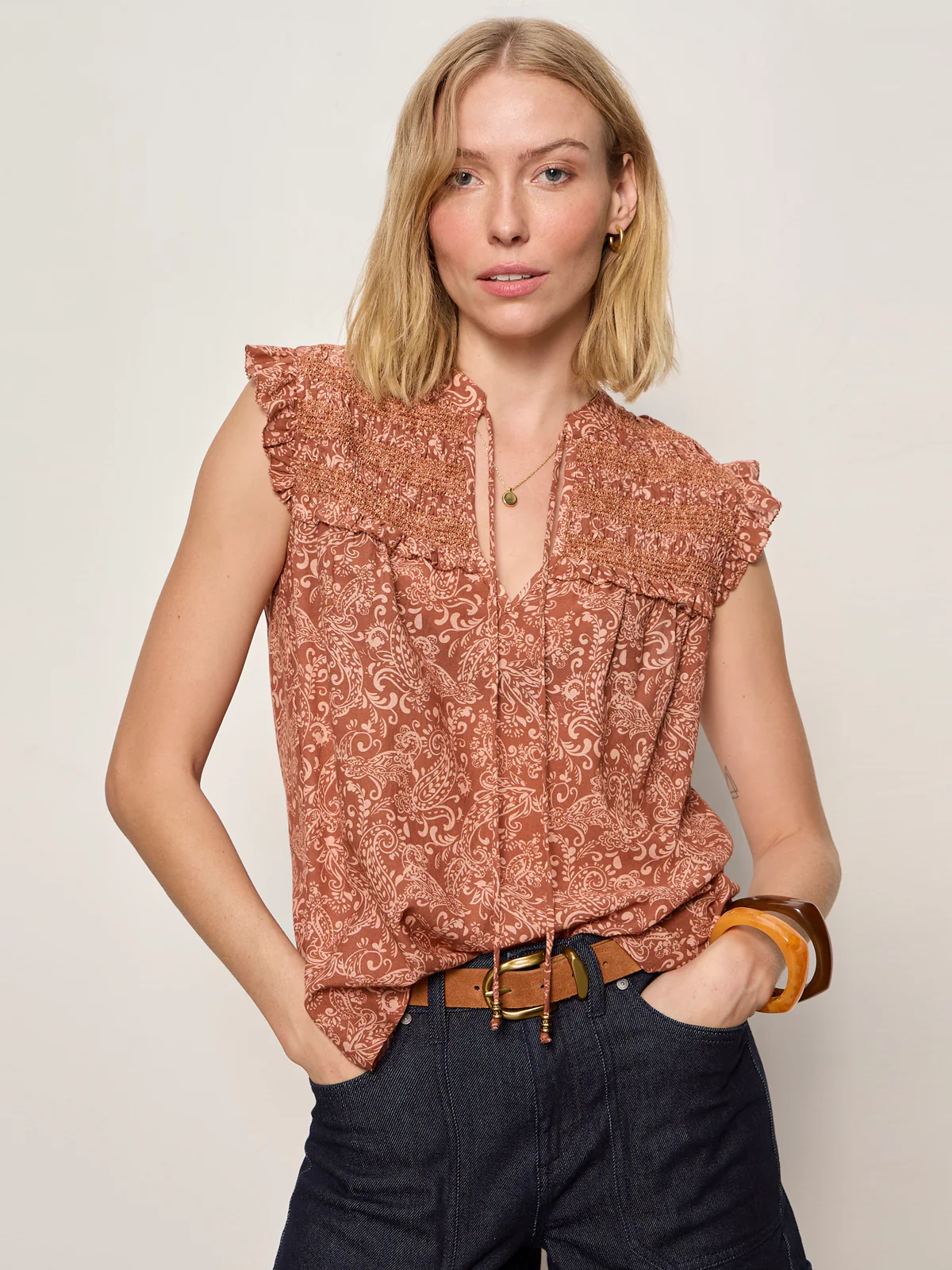 Sanctuary Free Feeling Smocked Blouse
