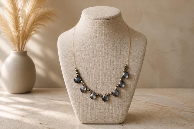 Sconset Flair Studio Faceted Labradorite & Pyrite Minimalist Necklace