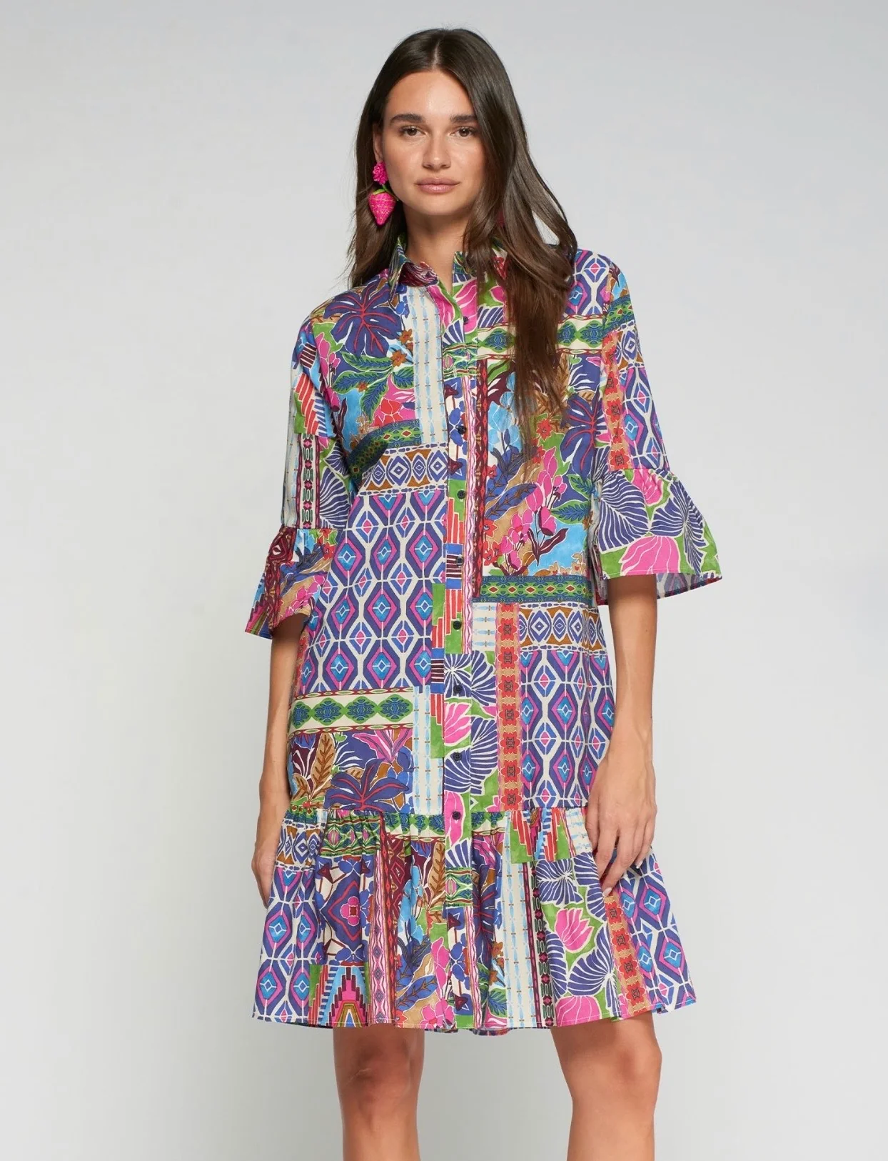 Vilagallo Ada Shirt Dress with Ruffle Hem